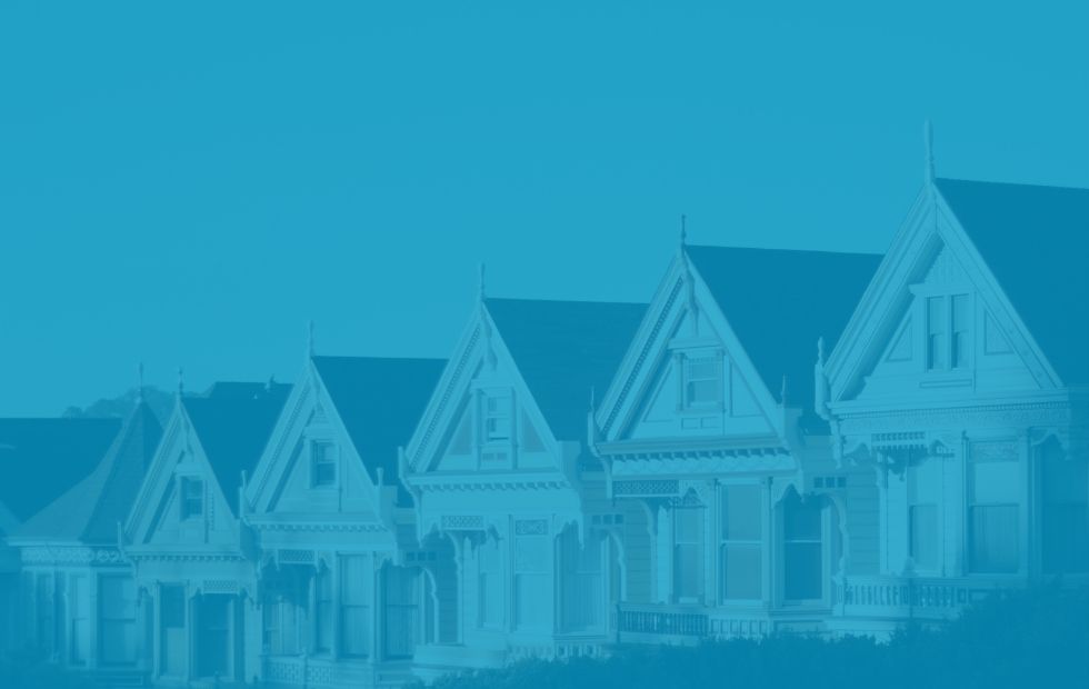 blue row of houses